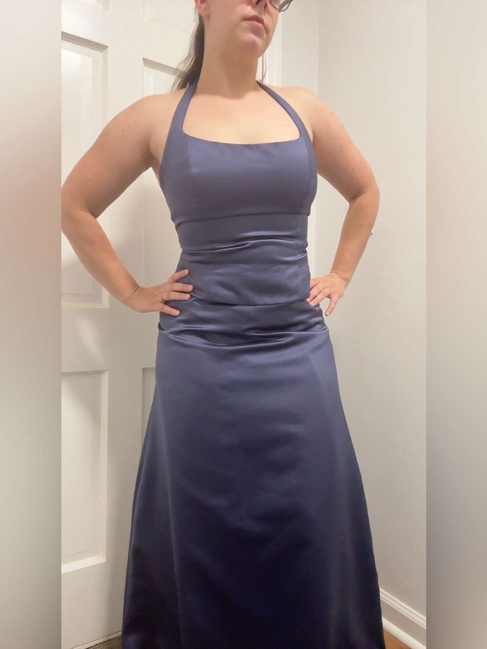 90s blue satin formal two piece dress